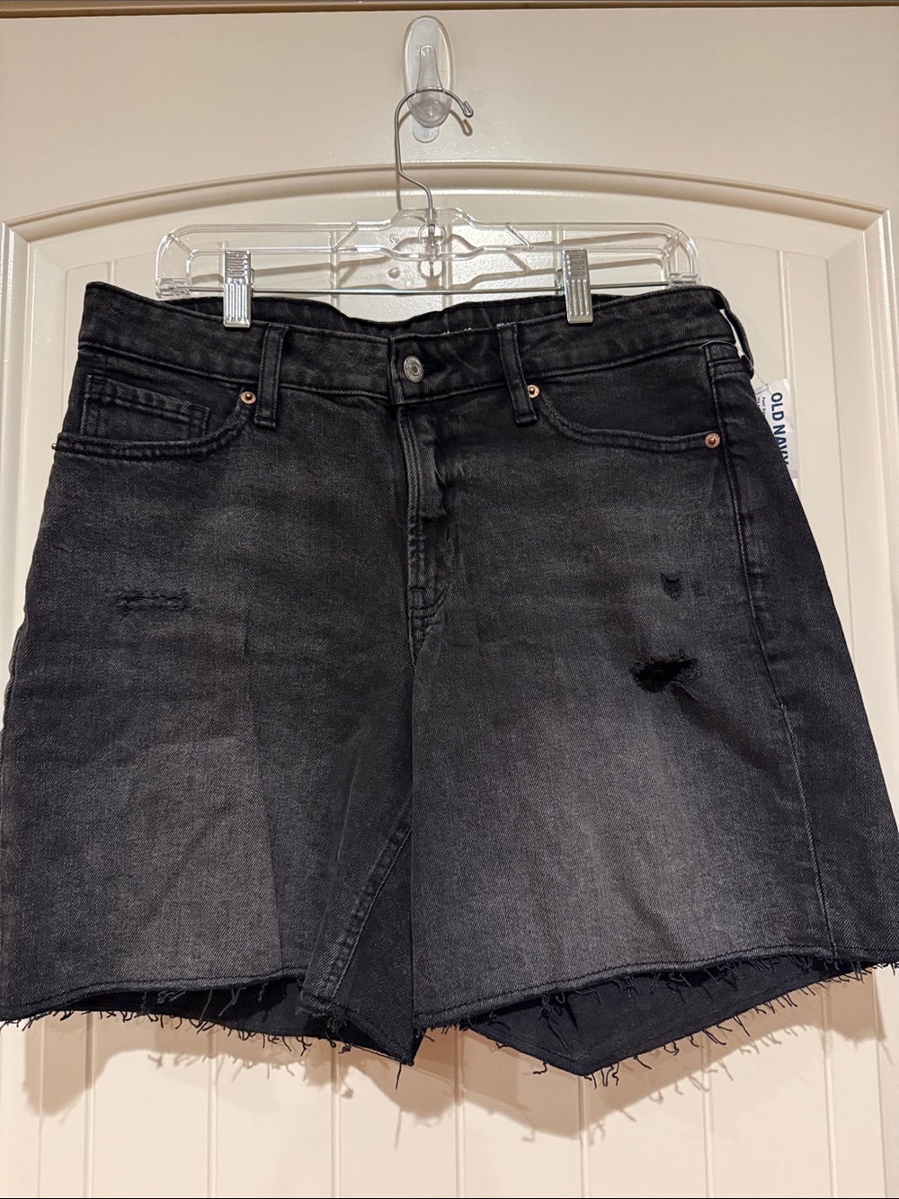 Old Navy Black Distressed OG Loose Denim Shorts